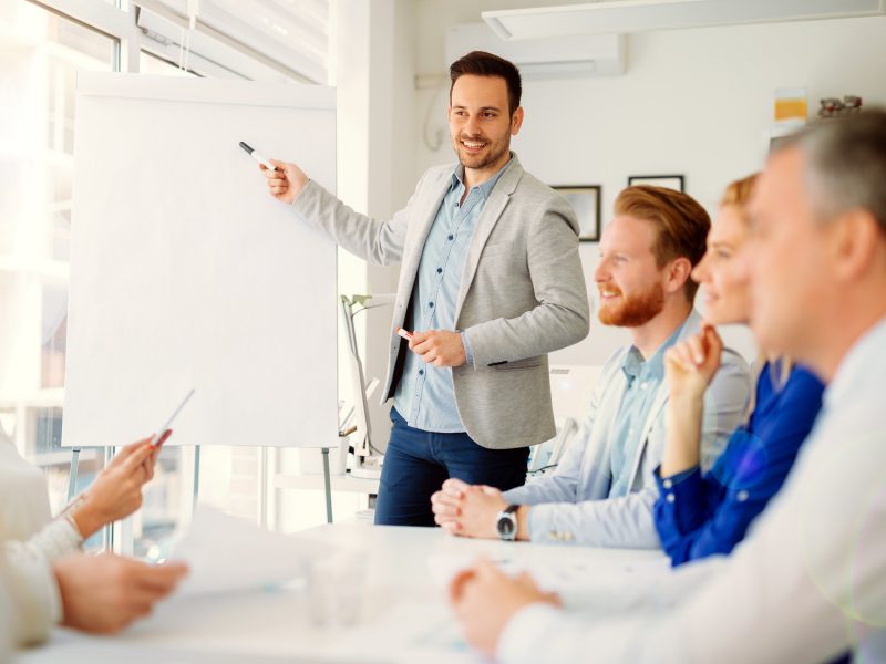 Lecture and training in business office for white collar colleagues